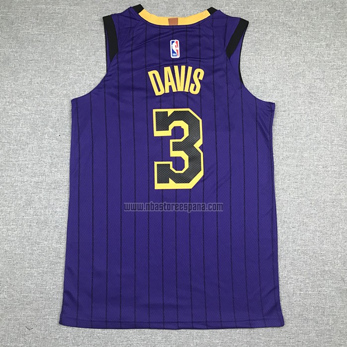 Camiseta Los Angeles Lakers Anthony Davis NO 3 Ciudad 2019 Violeta